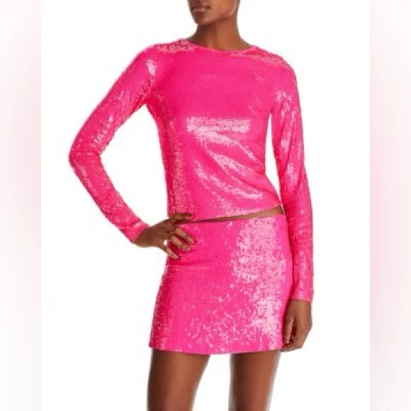 Hot Pink Alice + Olivia Sequin Top - Picture 3 of 7